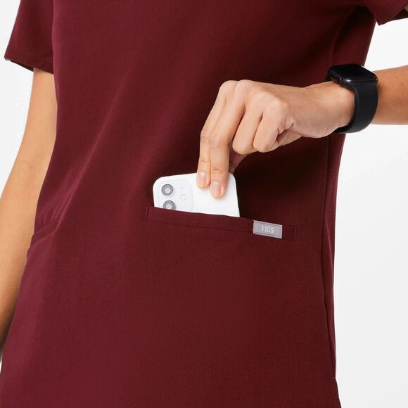 Figs Casma 3 Pocket Scrub Top Size Small Burgundy Tech Nurse Medical Uniform - Picture 3 of 9